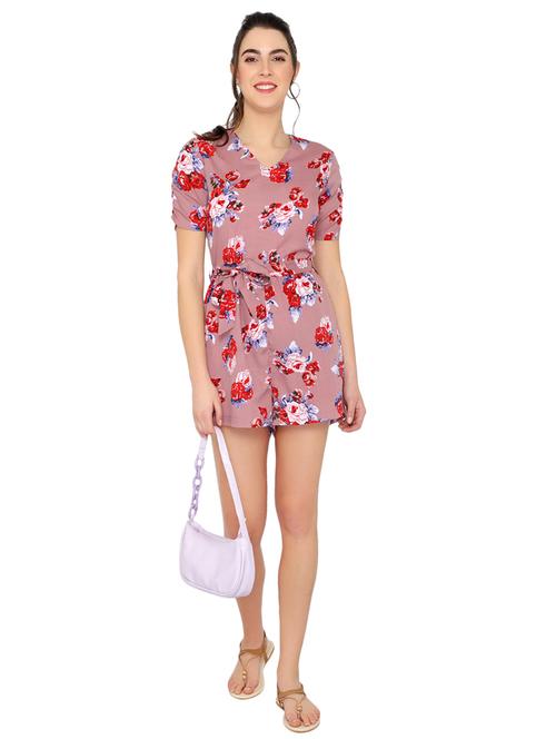 v-neck floral romper jumpsuit - 18339096 - Very Small Image - 1