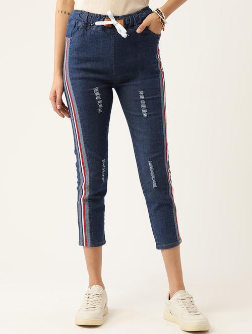 drawstring waist side taped jean - 18339453 - Very Small Image - 1