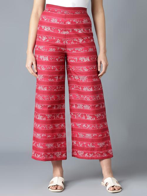 red printed straight palazzo - 18340046 - Very Small Image - 1