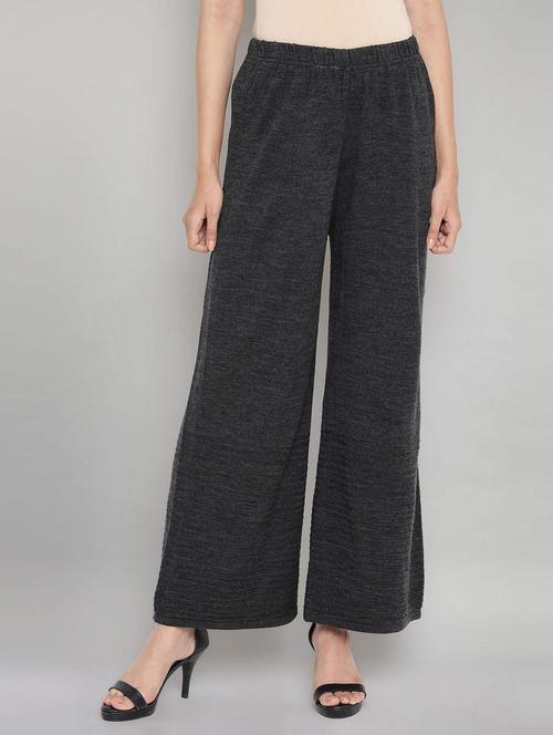 grey solid straight palazzo - 18340060 - Very Small Image - 1