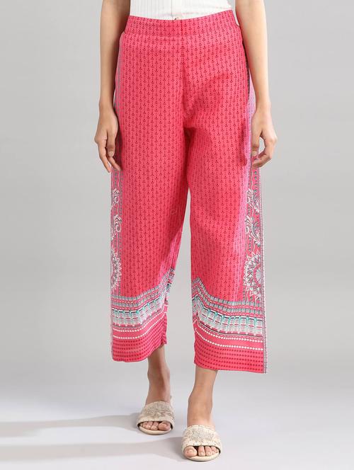 pink print straight pant - 18340069 - Very Small Image - 1