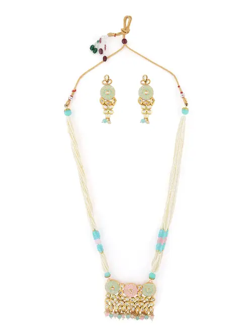 ladies necklace & earrings set gold - 18340154 - Very Small Image - 1
