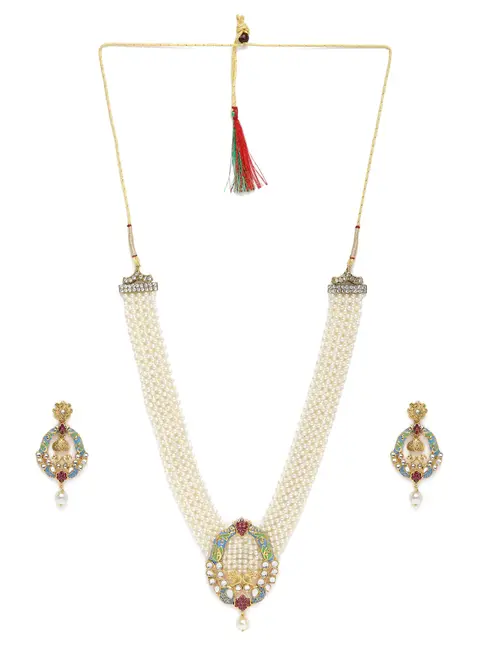 ladies necklace & earrings set gold - 18340156 - Very Small Image - 1