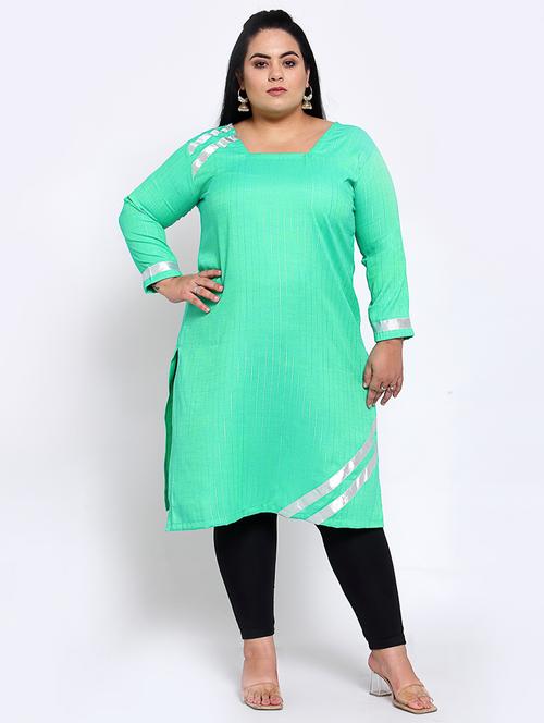 green solid straight kurta - 18340709 - Very Small Image - 1