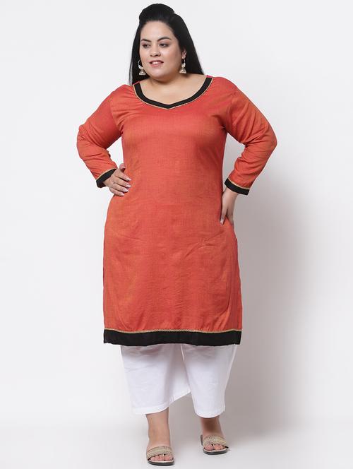 red solid straight kurta - 18340720 - Very Small Image - 1