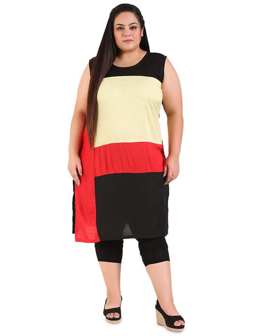 color block straight kurta - 18340770 - Very Small Image - 1