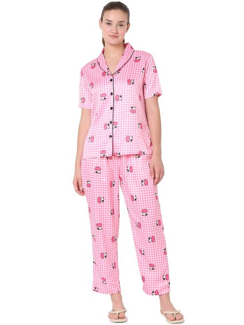 shirt collar printed nightwear pajama set - 18340933 - Very Small Image - 1