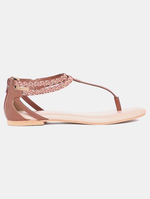 tan t-strap flats sandal - 18341157 - Very Small Image - 1