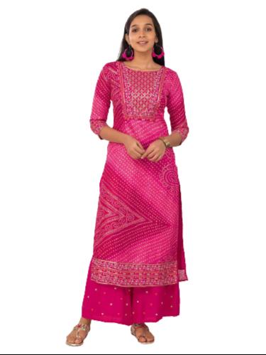 ladies cotton printed palazzo set pink - 18341389 - Very Small Image - 1