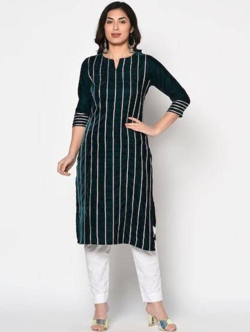 gota patti green velvet kurta set - 18341499 - Very Small Image - 1
