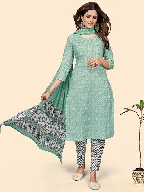 turquoise printed suit set - 18341765 - Very Small Image - 1