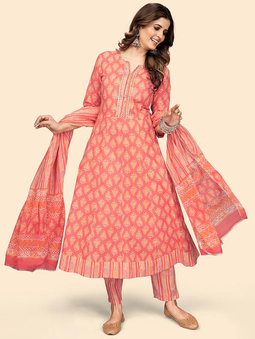 orange printed suit set - 18341767 - Very Small Image - 1