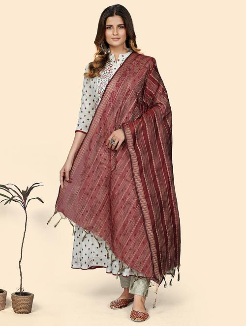 maroon art silk dupatta - 18341769 - Very Small Image - 1