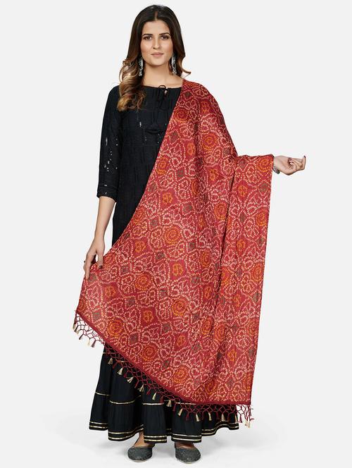 maroon silk dupatta - 18341788 - Very Small Image - 1