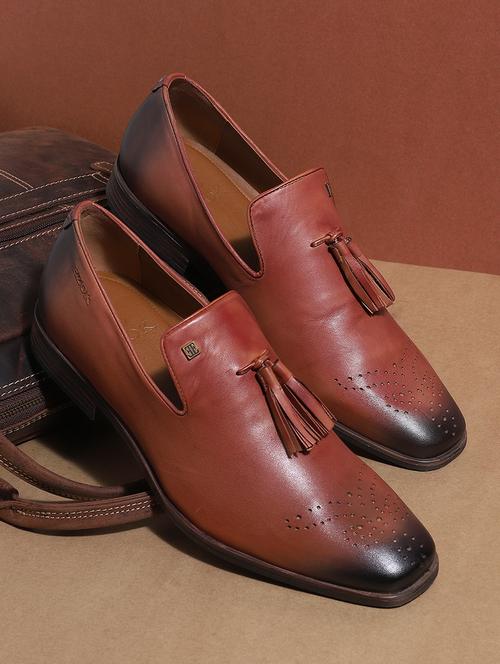 tan leather slip on loafers - 18341800 - Very Small Image - 1