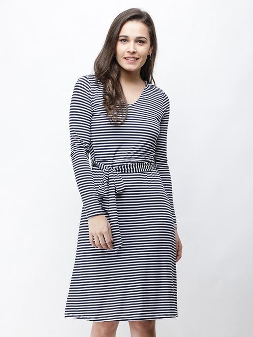 tie front striped a-line dress - 18341847 - Very Small Image - 1