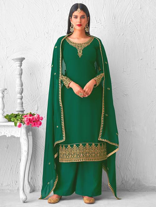 green georgette semistitched suit - 18341882 - Very Small Image - 1