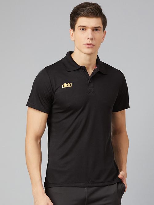 black solid polo t-shirt - 18342252 - Very Small Image - 1
