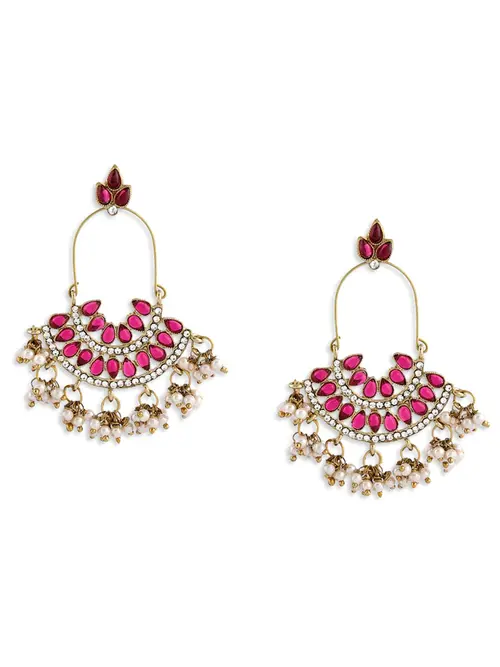ladies gold plated earrings gold color - 18342803 - Very Small Image - 1