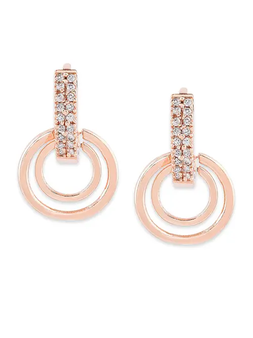 ladies gold plated earrings gold color - 18342807 - Very Small Image - 1