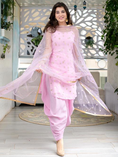 sequin work semi-stitched salwar suit set - 18342924 - Very Small Image - 1