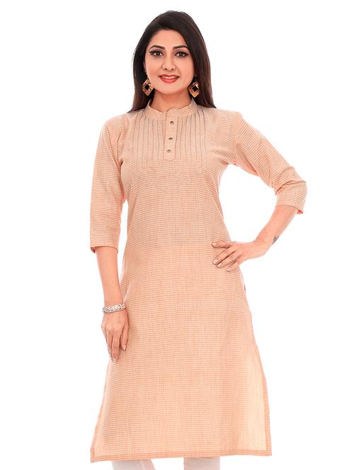 peach striped straight kurta - 18343056 - Very Small Image - 1