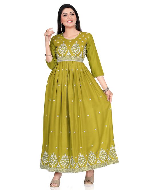 green floral flared gown - 18343070 - Very Small Image - 1