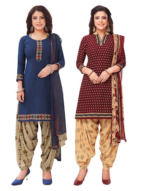 set of 2 unstitched salwar suit set - 18343558 - Very Small Image - 1