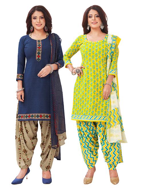 set of 2 unstitched salwar suit set - 18343577 - Very Small Image - 1