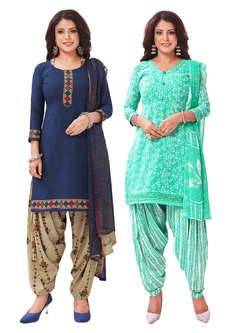 set of 2 unstitched salwar suit set - 18343585 - Very Small Image - 1