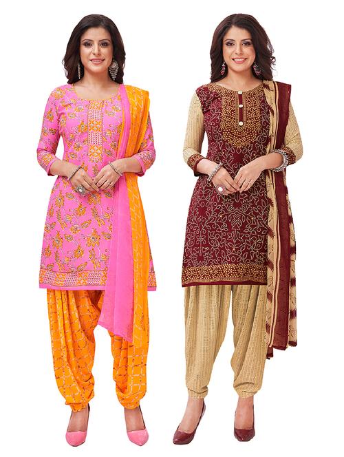 set of 2 unstitched salwar suit set - 18343598 - Very Small Image - 1