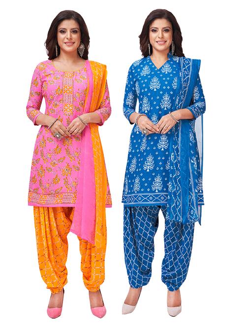 set of 2 unstitched salwar suit set - 18343608 - Very Small Image - 1