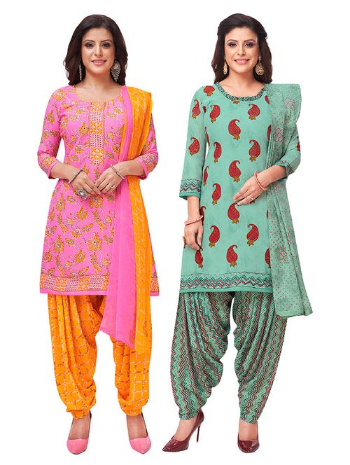 set of 2 unstitched salwar suit set - 18343614 - Very Small Image - 1