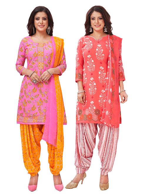 set of 2 unstitched salwar suit set - 18343619 - Very Small Image - 1