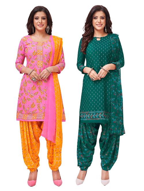set of 2 unstitched salwar suit set - 18343622 - Very Small Image - 1