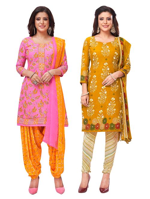 set of 2 unstitched salwar suit set - 18343625 - Very Small Image - 1