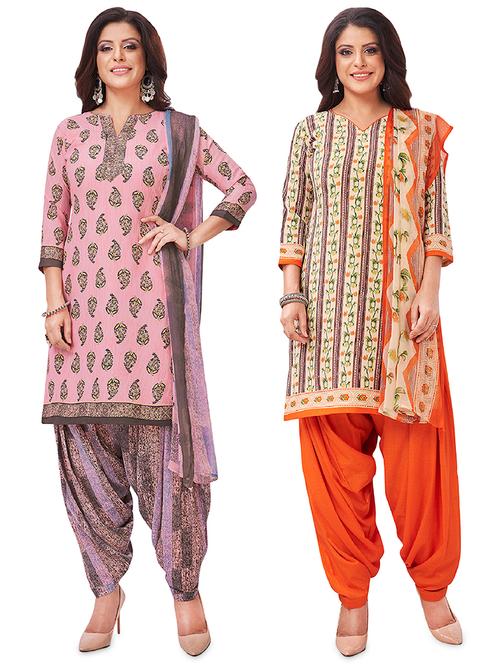 set of 2 unstitched salwar suit set - 18343767 - Very Small Image - 1