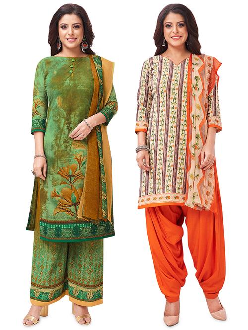 set of 2 unstitched salwar suit set - 18343784 - Very Small Image - 1