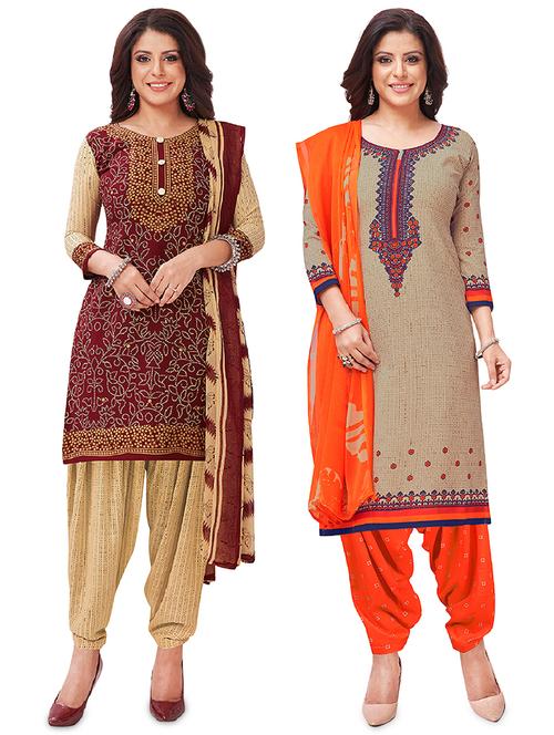 set of 2 unstitched salwar suit set - 18343794 - Very Small Image - 1