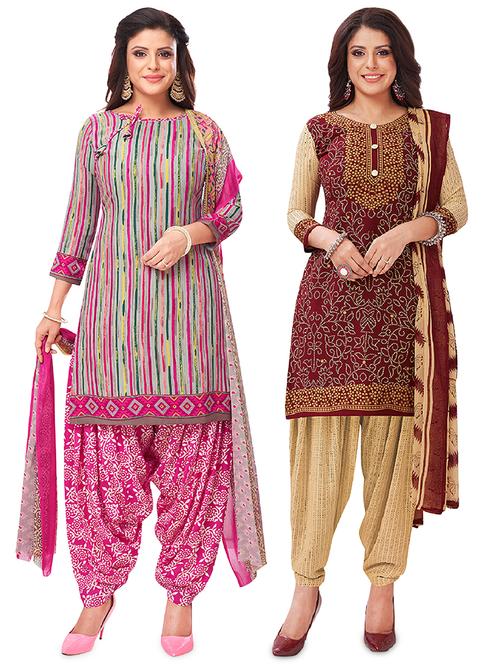 set of 2 unstitched salwar suit set - 18343799 - Very Small Image - 1