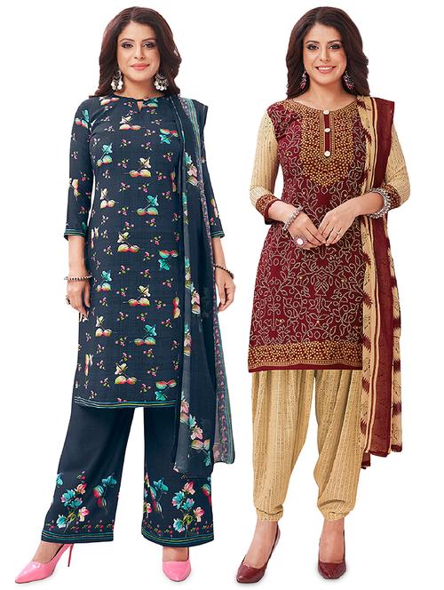 set of 2 unstitched salwar suit set - 18343815 - Very Small Image - 1