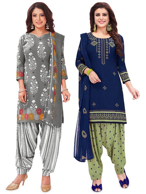 set of 2 unstitched salwar suit set - 18343821 - Very Small Image - 1