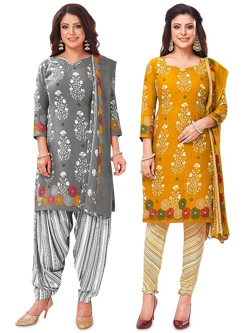 set of 2 unstitched salwar suit set - 18343842 - Very Small Image - 1