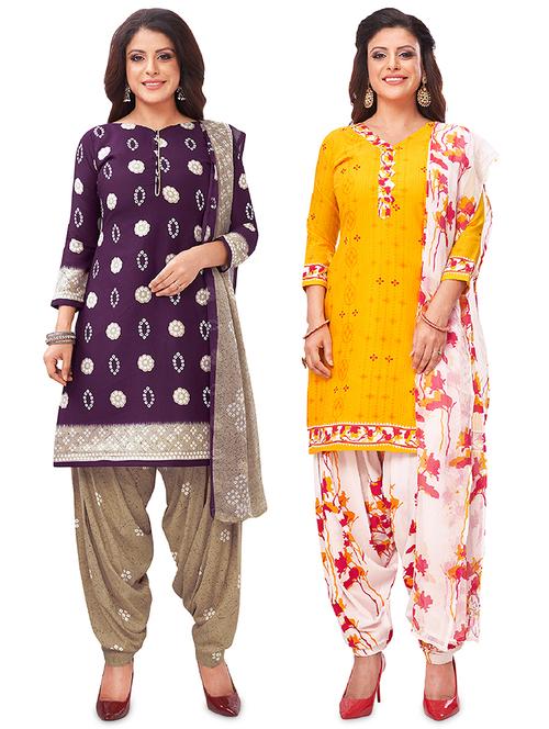 set of 2 unstitched salwar suit set - 18343847 - Very Small Image - 1