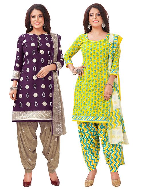 set of 2 unstitched salwar suit set - 18343856 - Very Small Image - 1