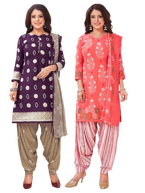 set of 2 unstitched salwar suit set - 18343863 - Very Small Image - 1