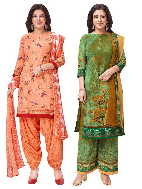 set of 2 unstitched salwar suit set - 18343894 - Very Small Image - 1