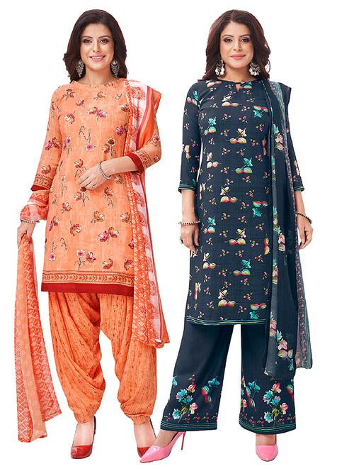 set of 2 unstitched salwar suit set - 18343896 - Very Small Image - 1