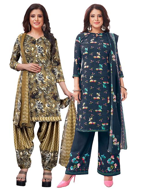 set of 2 unstitched salwar suit set - 18343921 - Very Small Image - 1