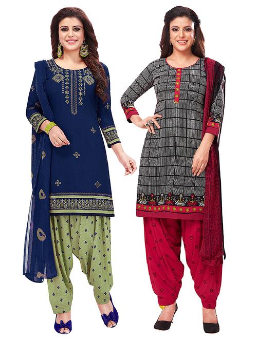 set of 2 unstitched salwar suit set - 18343951 - Very Small Image - 1